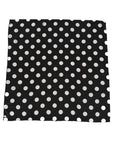Large black with white polka dots square silk scarf by nessi, Australian independent fashion label